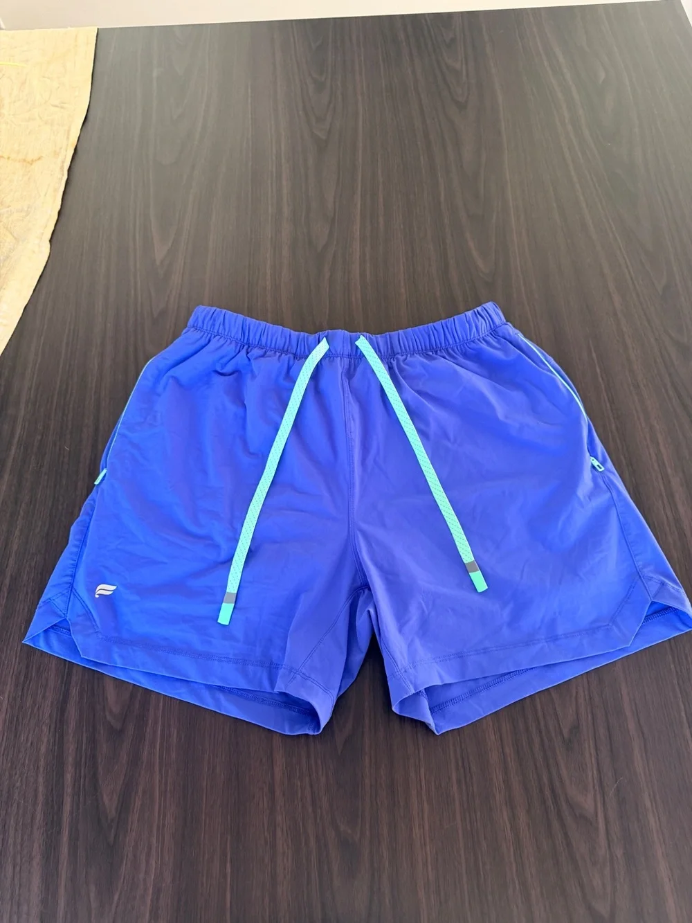 Fabletics Men's Athletic Shorts in Royal Blue with Teal Drawstring